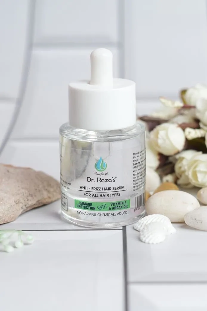 Dr. Raza's Anti-Frizz Hair Serum, 30ml, For All Hair Types, Smoothing and Nourishing