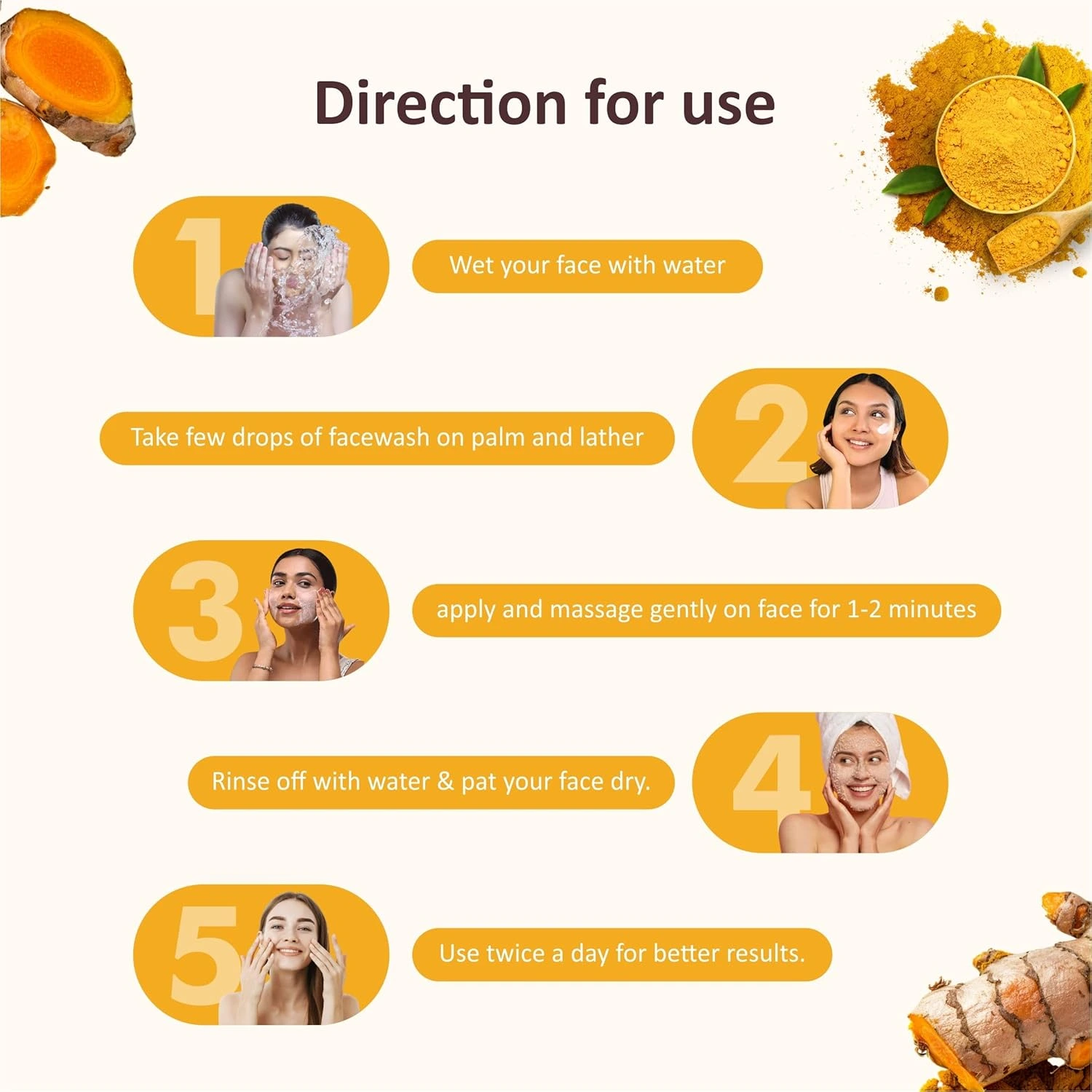 Dr. Raza's Turmeric Face Wash, Deep Cleansing and Brightening, 60ml