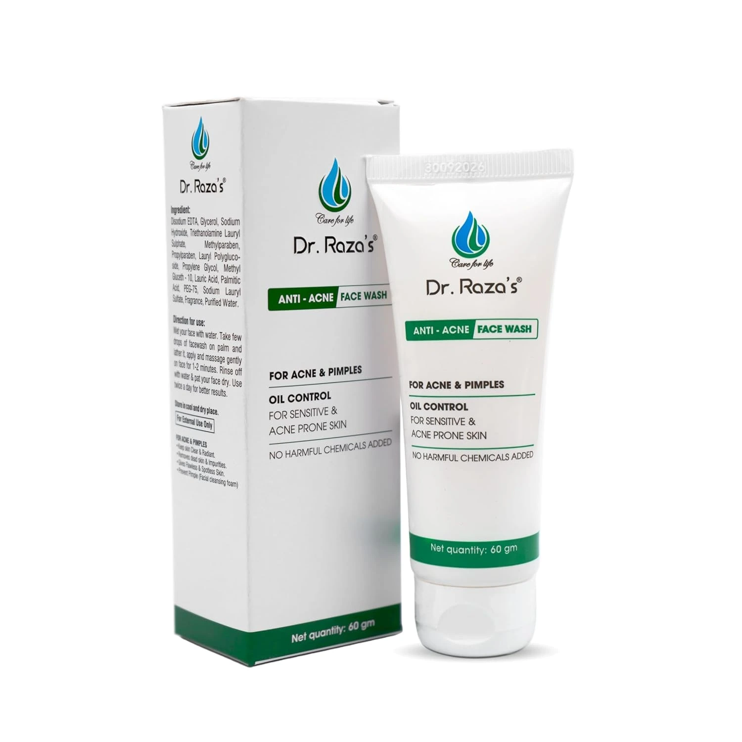 Dr.Raza's Face Wash for Acne & Pimples, Oil Control, 60ml