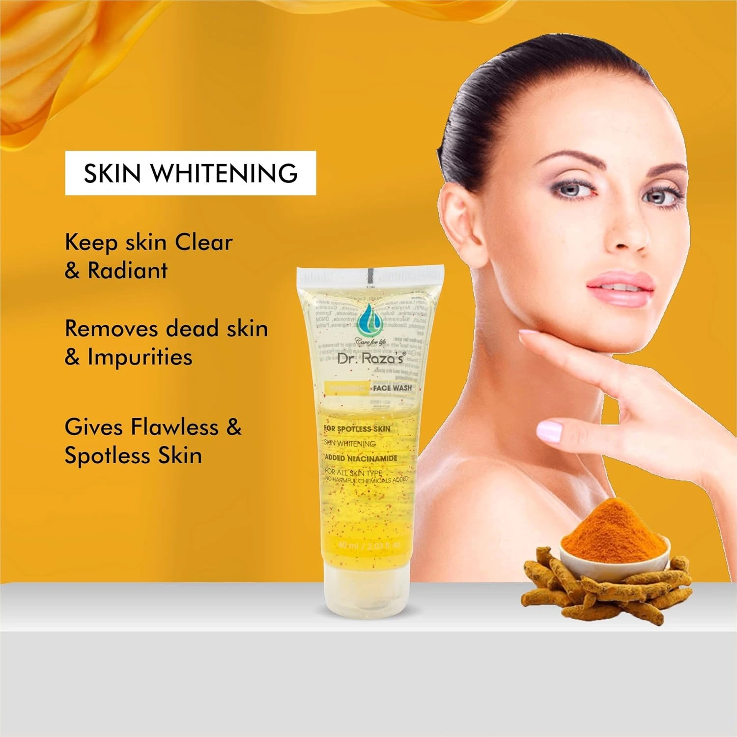 Dr. Raza's Turmeric Face Wash, Deep Cleansing and Brightening, 110ml