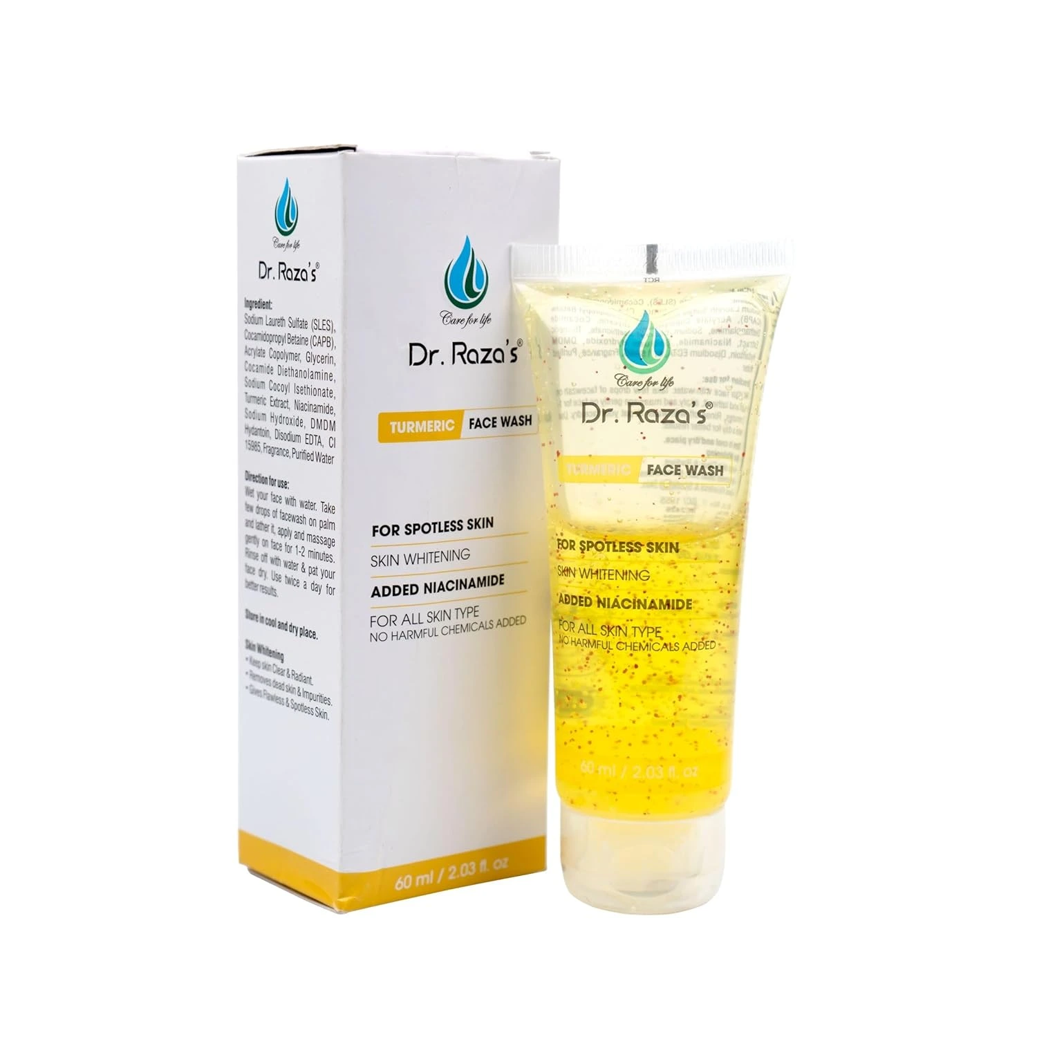 Dr. Raza's Turmeric Face Wash, Deep Cleansing and Brightening, 60ml