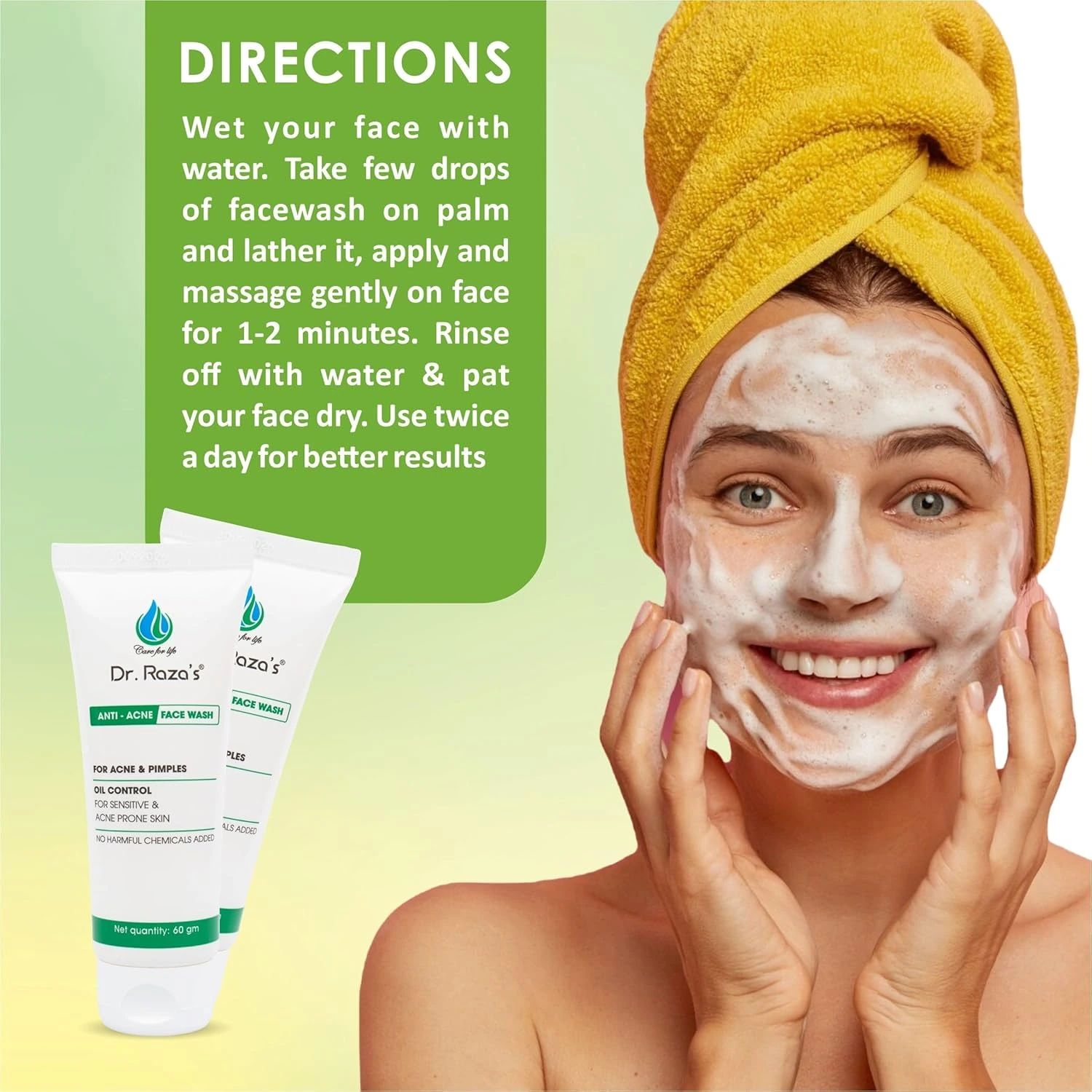 Dr.Raza's Face Wash for Acne & Pimples, Oil Control, 60ml